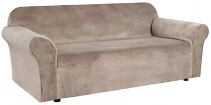 H.VERSAILTEX Stretch Velvet Sofa Covers Large Couch Covers Sofa Slipcovers Furniture Protector Soft with Non Slip Elastic Bottom, Feature Thick Comfy Rich Velour (Extra Wide Sofa 98"-105", Taupe)