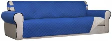 PureFit Reversible Quilted Couch Covers for Dogs Sofa Cover 4 Seater 88" | Classic Blue/Ivory, Water Resistant Couch Protector, Washable Pet Couch Cover with Non Slip and Elastic Straps For Kids