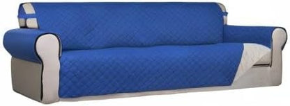 PureFit Reversible Quilted Couch Covers for Dogs Sofa Cover 4 Seater 88" | Classic Blue/Ivory, Water Resistant Couch Protector, Washable Pet Couch Cover with Non Slip and Elastic Straps For Kids