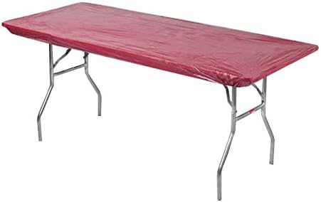 6' Rectangle Plastic Table Covers 30" x 72", Bundle of 5 (Maroon)