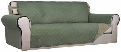 PureFit Reversible Quilted Sofa Cover Dog Couch Covers for Sofa, 66 in | Greyish Green/Beige, Water Resistant Couch Protector, Washable Pet Couch Cover with Non Slip and Elastic Straps For Kids