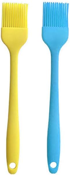 Silicone brush, Oil Brush for BBQ Kitchen Cooking Baking and Grilling (2 PCS,yellow&blue)