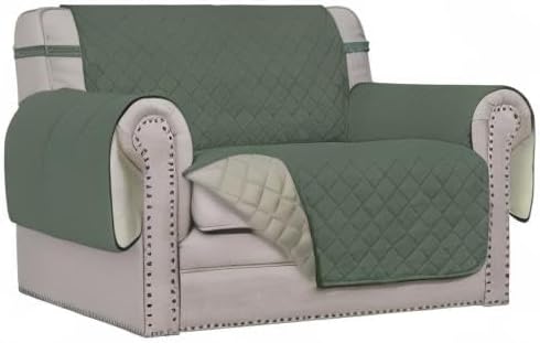 Easy-Going Reversible Couch Cover, Oversized Chair, Greyish Green/Beige | Machine Washable Slipcover For Dogs, Water Resistant Furniture Mat For Living Room, Non-Slip Sofa Cover, Pet Friendly