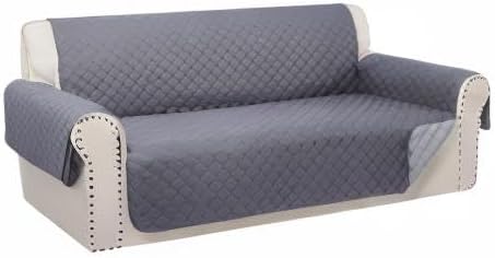 Reversible 4 Seater Sofa Cover 91" Large, Sofa, Dark Grey | Couch Cover Furniture Protector with Foam Sticks Elastic Straps Furniture Protector for Pets Children Dog Cat