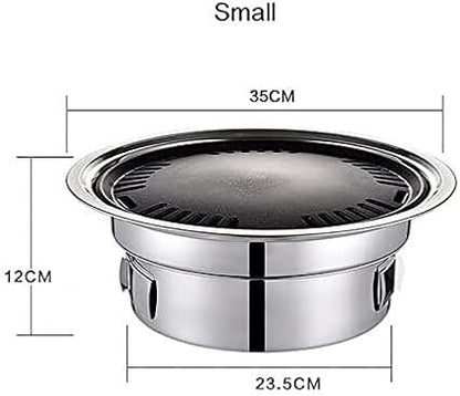 Camping Barbecue Grill Charcoal Barbecue Grill Stainless Steel Non-Stick Barbecue Tray Grills Portable Charcoal Stove Outdoor Camping Barbecue Charcoal Grill(35cm)