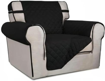 PureFit Reversible Chair Sofa Cover Dog Couch Covers for Sofa, 25.5 in | Black/Black, Water Resistant Couch Protector, Washable Pet Couch Cover with Non Slip and Elastic Straps For Kids