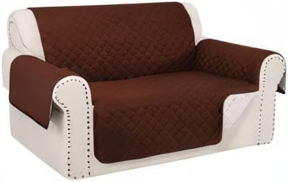 Reversible 45" Small Loveseat Sofa Covers, Brown/Beige | Loveseat Covers for Dogs Water Repellent, Friendly Furniture Protector with Elastic Straps for Living Room