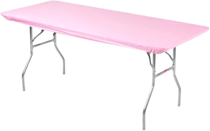 10 Pack of Rectangular Plastic Table Covers - 6' Foot or 8' Foot Options - Indoor or Outdoor Fitted Table Covers (Table NOT Included) (Pink, 30" x 96" (8' ft))