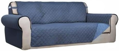 PureFit Reversible Quilted Sofa Cover Dog Couch Covers for Sofa, 66 in | Dark Blue/Light Blue, Water Resistant Couch Protector, Washable Pet Couch Cover with Non Slip and Elastic Straps For Kids