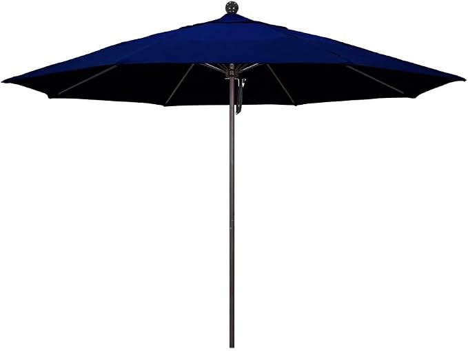 California Umbrella 11' Rd. Venture Series Contract Grade Patio Umbrella, Pulley Open, Bronze Finish, Sunbrella True Blue