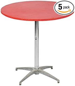 30" Round Fitted Plastic Table Covers, Bundle of 5 (Red)