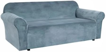H.VERSAILTEX Stretch Velvet Sofa Covers Large Couch Covers Sofa Slipcovers Furniture Protector Soft with Non Slip Elastic Bottom, Feature Thick Comfy Rich Velour (XL Sofa, 98"-105", Stone Blue)