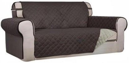 PureFit Reversible Quilted Couch Covers for Dogs Loveseat Sofa Cover 54" | Chocolate/Beige, Water Resistant Couch Protector, Washable Pet Couch Cover with Non Slip and Elastic Straps For Kids