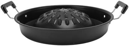 Asixxsix Thai Korean BBQ Grill Pan, Aluminum BBQ Grill Topper, 2 in 1 Non Stick Smoke Steak Grill Charcoal Pan Pork Hot Pot, Even Heating Barbecue Grill Plates, Camping BBQ Pan (35cm/13.78in Black)