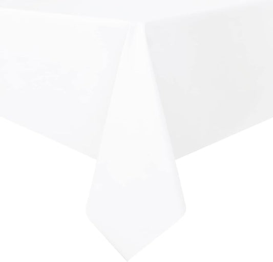 Romanstile 100% Waterproof Rectangle PVC Tablecloth, Oil Spill Proof Vinyl Table Cloth, Heavy Duty Wipe Clean Plastic Table Covers for Kitchen/Dining/Parties - 52 x 70 Inch, White