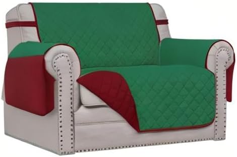 Easy-Going Reversible Couch Cover, Oversized Chair, Green/Christmas Red | Machine Washable Slipcover For Dogs, Water Resistant Furniture Mat For Living Room, Non-Slip Sofa Cover, Pet Friendly