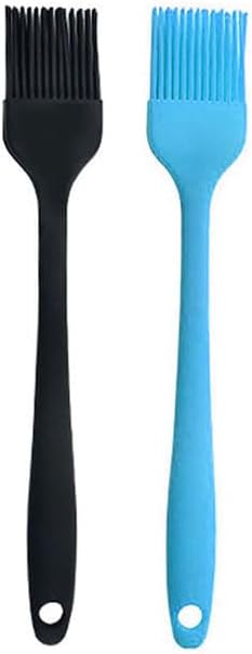 Silicone brush, Oil Brush for BBQ Kitchen Cooking Baking and Grilling (2 PCS,blue&black)
