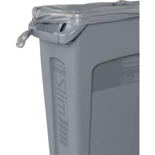 Rubbermaid Commercial Products Slim Jim Plastic Rectangular Trash/Garbage Can With Venting Channels, 23 Gal, Black, for Kitchen/Office/Workspace, Pack of 4