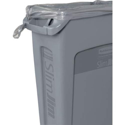 Rubbermaid Commercial Products Slim Jim Plastic Rectangular Trash/Garbage Can With Venting Channels, 23 Gal, Black, for Kitchen/Office/Workspace, Pack of 4