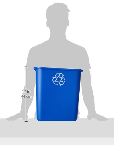 United Solutions 7.7 Gallon Recycling Wastebasket, Blue, Under Desk