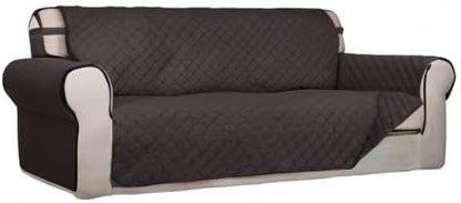 PureFit Reversible Quilted Sofa Cover Dog Couch Covers for Sofa, 66 in | Chocolate/Chocolate, Water Resistant, Washable, Non Slip and Elastic Straps, For Kids, Dogs, Pets