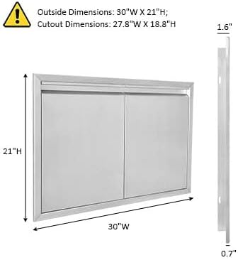 JIE JIN BBQ Access Door 30" W X 21" H Outdoor Kitchen Doors Double Doors Thickened 304 Stainless Steel Outdoor Kitchen Accessories Door for Indoor/Outdoor Kitchen Outdoor Cabinet BBQ Island