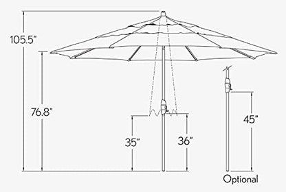 Treasure Garden 11ft Double Wind Vent Patio Umbrella – Outdoor Market Umbrella – Deluxe Auto-Tilt – Black Aluminum Frame (Sunbrella, Cast Iron)