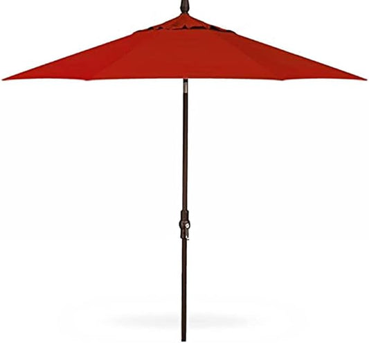 Treasure Garden 9ft USB Market Umbrella with Tilt, Rechargeable LED Lights, Ideal for Pool Sun Shelf (9-FT Starlux Collar-Tilt Sunbrella Jockey Red w/Bronze Frame)