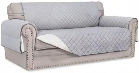 Easy-Going Reversible Couch Cover, 2 Cushion Sofa, Light Gray/Ivory | Oversized Loveseat Slipcover For Dogs, Water Resistant Mat, Living Room, Non-Slip Sofa Cover, Pet Friendly