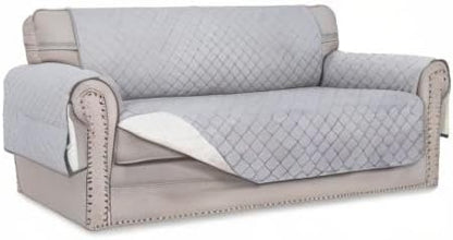 Easy-Going Reversible Couch Cover, 2 Cushion Sofa, Light Gray/Ivory | Oversized Loveseat Slipcover For Dogs, Water Resistant Mat, Living Room, Non-Slip Sofa Cover, Pet Friendly