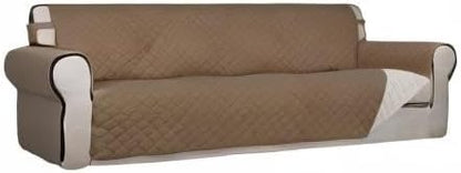 PureFit Reversible Quilted Couch Covers for Dogs Sofa Cover 4 Seater 88" | Camel/Ivory, Water Resistant Couch Protector, Washable Pet Couch Cover with Non Slip and Elastic Straps For Kids
