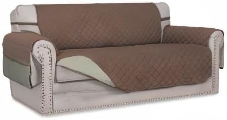 Easy-Going Sofa Slipcover Reversible Loveseat Sofa Cover Couch Cover for 2 Cushion Couch Furniture Protector with Elastic Straps for Pets Kids Dog Cat (Oversized Loveseat, Brown/Beige) | Oversized Loveseat Slipcover For Dogs, Water Resistant Mat, Livin...