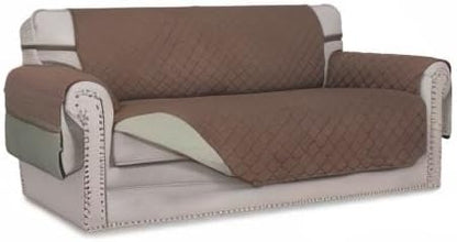 Easy-Going Sofa Slipcover Reversible Loveseat Sofa Cover Couch Cover for 2 Cushion Couch Furniture Protector with Elastic Straps for Pets Kids Dog Cat (Oversized Loveseat, Brown/Beige) | Oversized Loveseat Slipcover For Dogs, Water Resistant Mat, Livin...