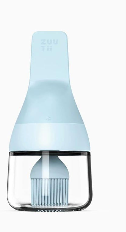 Zuutii Oil Dispenser with Silicone Brush for Cooking, Glass Oil Bottle with Heat Resistant Basting Brushes for Baking, Food Brush for Grilling, Butter, BBQ Sauce， Dishwasher Safe,4.4oz,Blue
