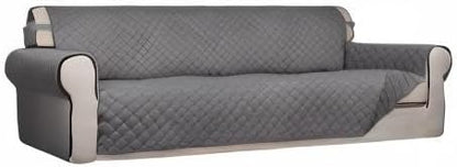 PureFit Reversible Quilted Couch Covers for Dogs Sofa Cover 4 Seater 88" | Gray/Gray, Water Resistant Couch Protector, Washable Pet Couch Cover with Non Slip and Elastic Straps For Kids