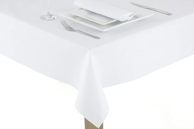 Creamy White Rectangle Tablecloth 60 x 120 Inch 8 Foot 210 GSM Stain&Water Wrinkle Resistant Washable Fabric Table Cloth for Dining Table Buffet Parties Outdoor Picnic Camping Kitchen