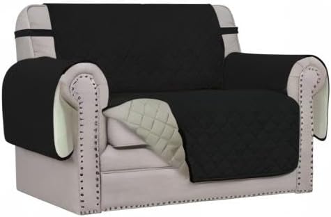 Easy-Going Reversible Couch Cover, Oversized Chair, Black/Beige | Machine Washable Slipcover For Dogs, Water Resistant Furniture Mat For Living Room, Non-Slip Sofa Cover, Pet Friendly