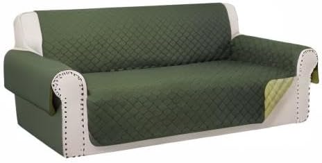 Reversible 4 Seater Sofa Cover 91" Large, Sofa, Huntergreen | Couch Cover Furniture Protector with Foam Sticks Elastic Straps Furniture Protector for Pets Children Dog Cat