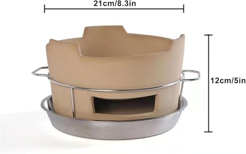 Portable Charcoal Grill 21CM Round Fire Pit Outdoor Ceramic Cooking Stove Tabletop BBQ Ideal for Camping and Backyard Use (A 21CM)
