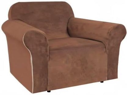 H.VERSAILTEX Stretch Velvet Armchair Cover Couch Covers 1 Cushion Chair Slipcover for Living Room Furniture Cover Crafted from Thick Comfy Rich Velour (Chair 31"-49", Caramel Cafe)