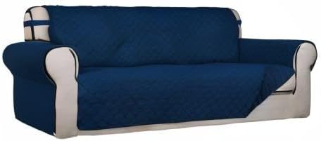 PureFit Reversible Quilted Sofa Cover Dog Couch Covers for Sofa, 66 in | Navy/Navy, Water Resistant Couch Protector, Washable Pet Couch Cover with Non Slip and Elastic Straps For Kids