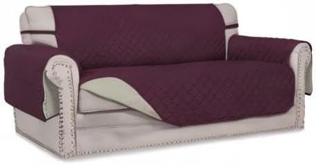 Easy-Going Reversible Couch Cover, 2 Cushion Sofa, Wine/Beige | Oversized Loveseat, Machine Washable Slipcover For Dogs, Water Resistant Mat, Living Room, Non-Slip Sofa Cover, Pet Friendly