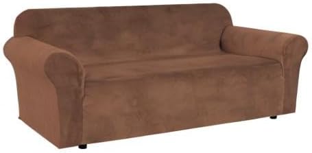 H.VERSAILTEX Stretch Velvet Sofa Covers Large Couch Covers Sofa Slipcovers Furniture Protector with Non Slip Elastic Bottom Feature Thick Comfy Rich Velour (Extra Wide Sofa 98"-105", Caramel Cafe)