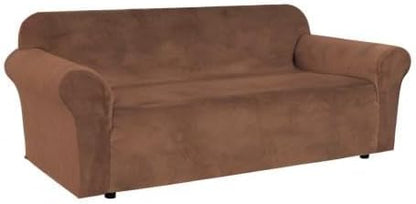 H.VERSAILTEX Stretch Velvet Sofa Covers Large Couch Covers Sofa Slipcovers Furniture Protector with Non Slip Elastic Bottom Feature Thick Comfy Rich Velour (Extra Wide Sofa 98"-105", Caramel Cafe)