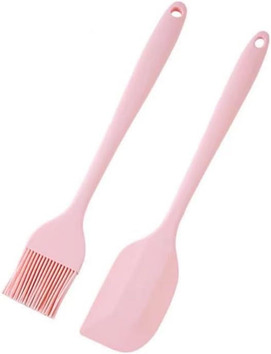 Premium Silicone Basting Brush Set of Two Heat Resistant Long Handle Pastry Brush for Grilling, Baking, BBQ and Cooking, Solid Core and Hygienic Solid Coating (Green) (2, pink)