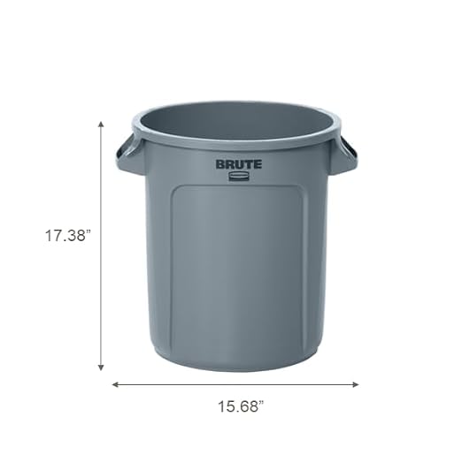 Rubbermaid Commercial Products BRUTE Heavy-Duty Round Trash/Garbage Can, 10-Gallon, Gray, Outdoor Waste Container for Landscapers/Construction/Restaurants/Office/Warehouse/Commercial Environments