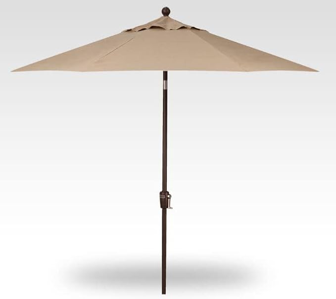 Treasure Garden Octagonal 9 ft Patio Umbrella - Outdoor Furniture Table Umbrella – Push-Button Tilt – Bronze Aluminum Frame (Obravia2, Sand)