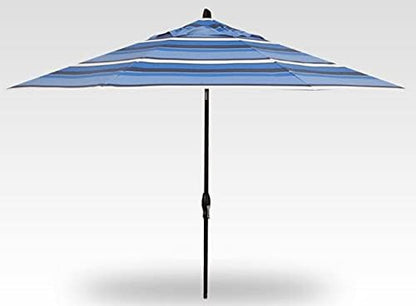 Treasure Garden Deluxe Auto-Tilt Octagon Market Umbrella, 11ft - Outdoor Patio, Deck, Pool, Backyard Stand Alone Umbrella - Heavy Duty w/Black Frame & Obravia2 Fabric (Hampton Stripe)