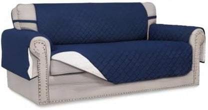 Easy-Going Reversible Couch Cover, 2 Cushion Sofa, Navy/Ivory | Oversized Loveseat Slipcover For Dogs, Water Resistant Mat, Living Room, Non-Slip Sofa Cover, Pet Friendly