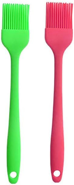 Silicone brush, Oil Brush for BBQ Kitchen Cooking Baking and Grilling (2 PCS,green&Rose red)